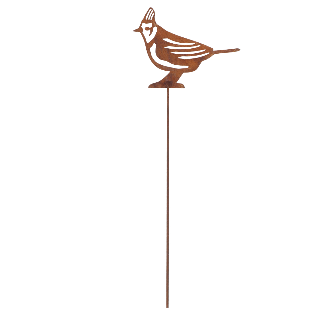 Rust Ornaments RUST GARDEN STAKE CRESTED TIT - Fallen Fruits Ltd